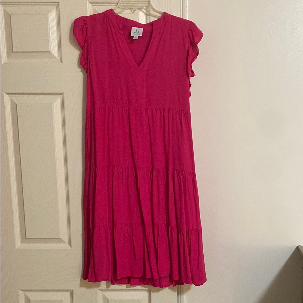 Pink Ruffled Sleeve Dress